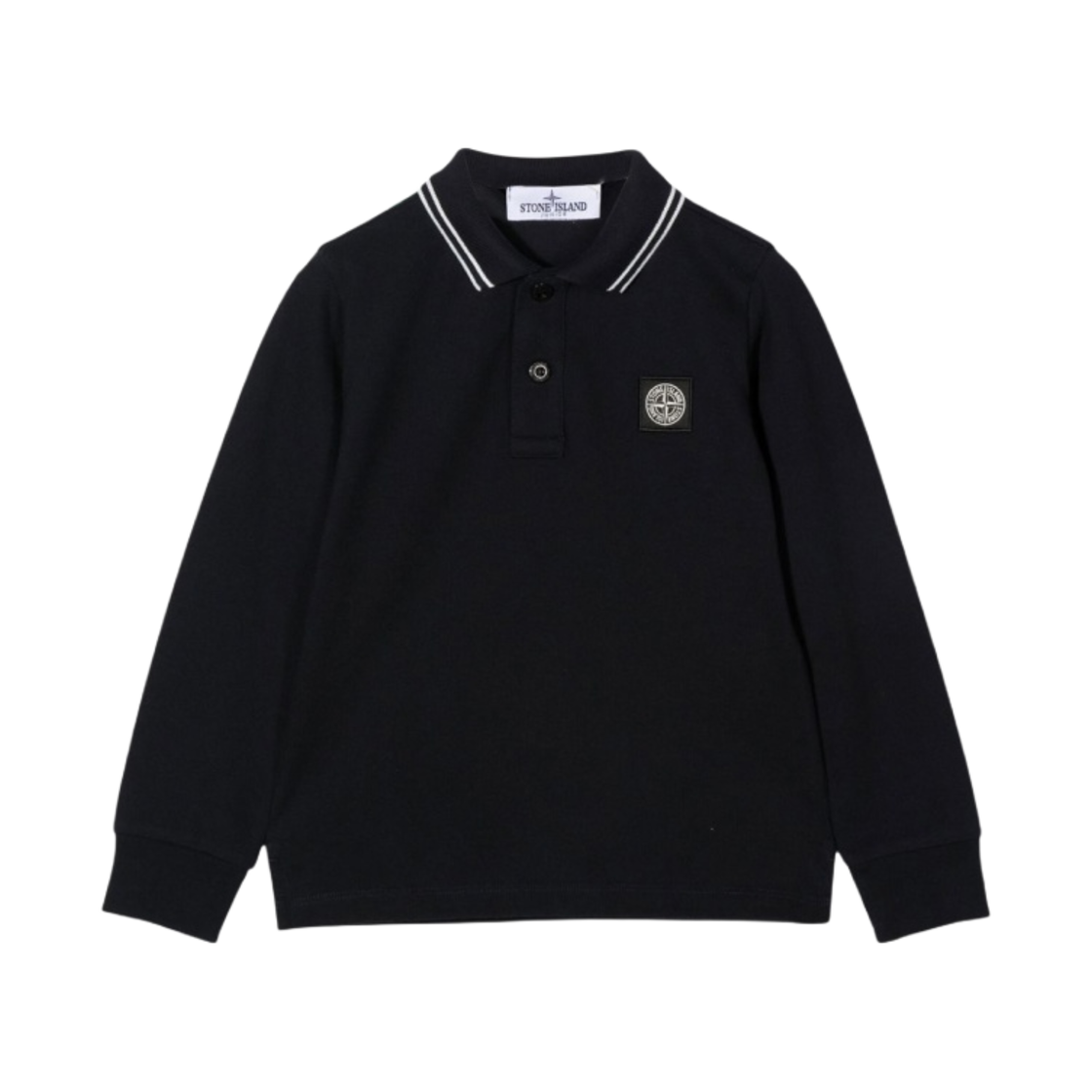 (키즈) 스톤 아일랜드 20748 롱슬리브 스트레치 코튼 피케 폴로 셔츠 블랙 - 22FW((Kids) Stone Island 20748 Long Sleeve Stretch Cotton Pique Polo Shirt Black - 22FW) - 1