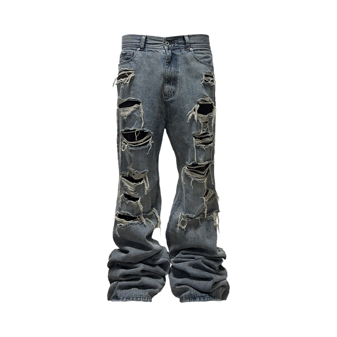 오엠오 디스트레스드 플레어 진 블루(OMO Distressed Flared Jean Blue)