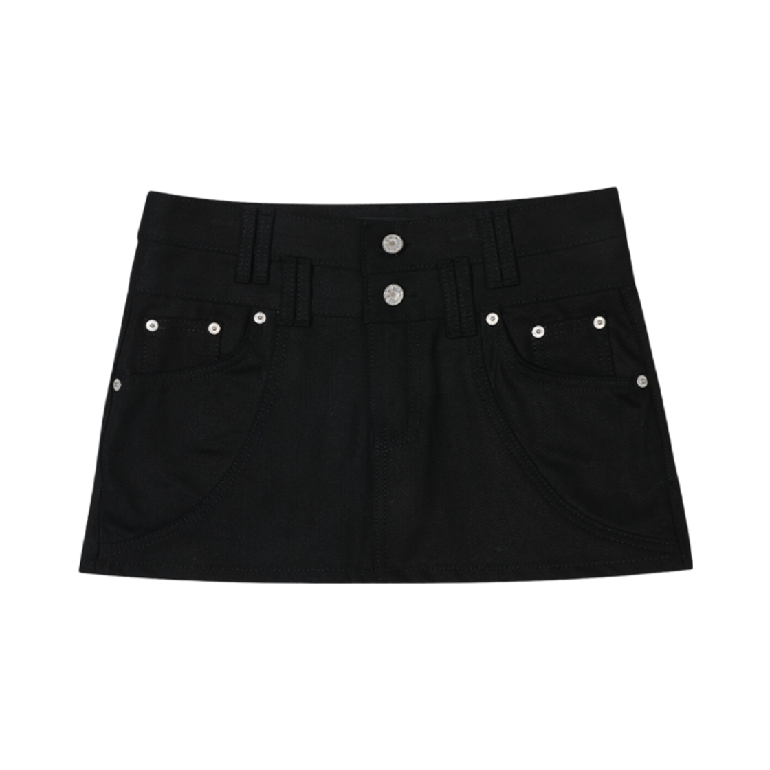 (W) 보헤미안 서울 더블 벨트 라인 미니 스커트 블랙((W) Bohemian Seoul Double Belt Line Mini Skirt Black)