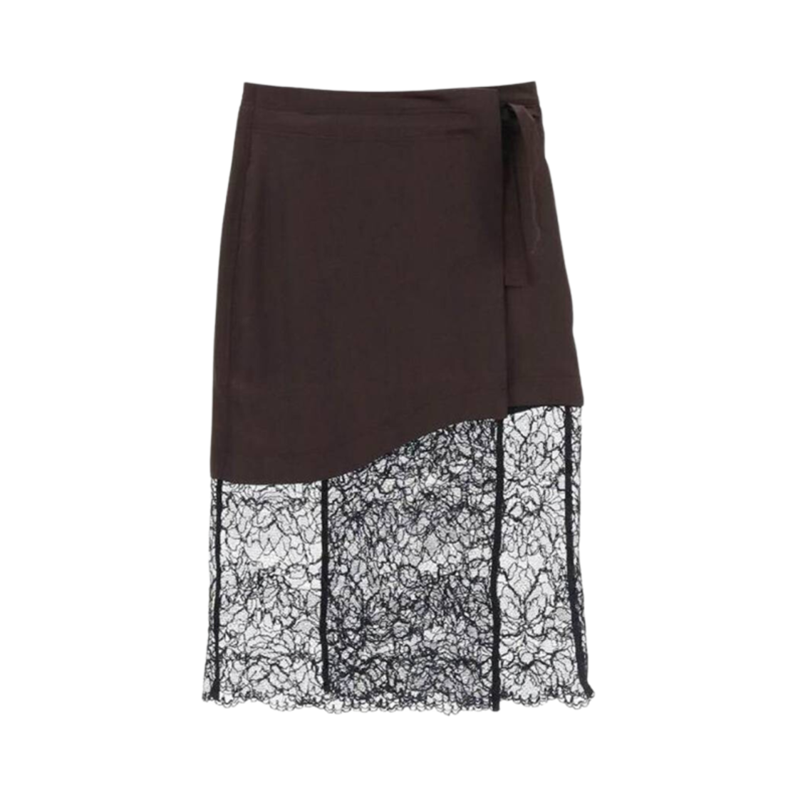 (W) 가니 레이스 미디 스커트 브라운((W) Ganni Lace Midi Skirt Brown)