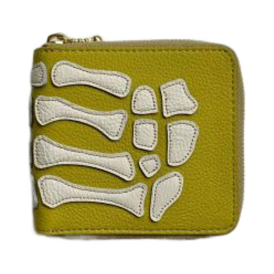 K2503XG522 Kapital Thumbs Up Bone Hand Zip Wallet Lime