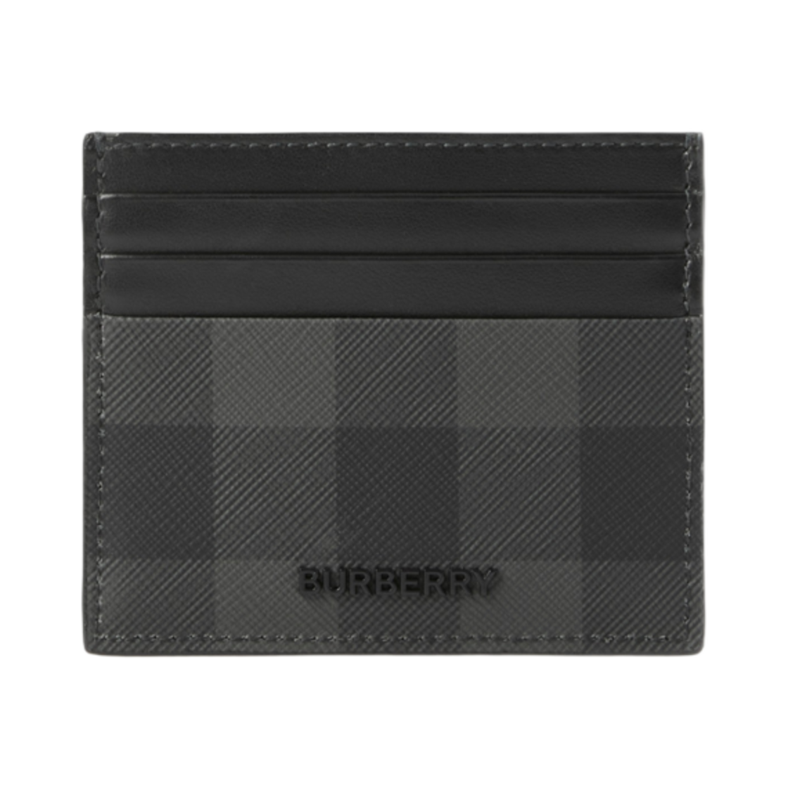 8074102/8112259 Burberry Check and Leather Card Case Charcoal