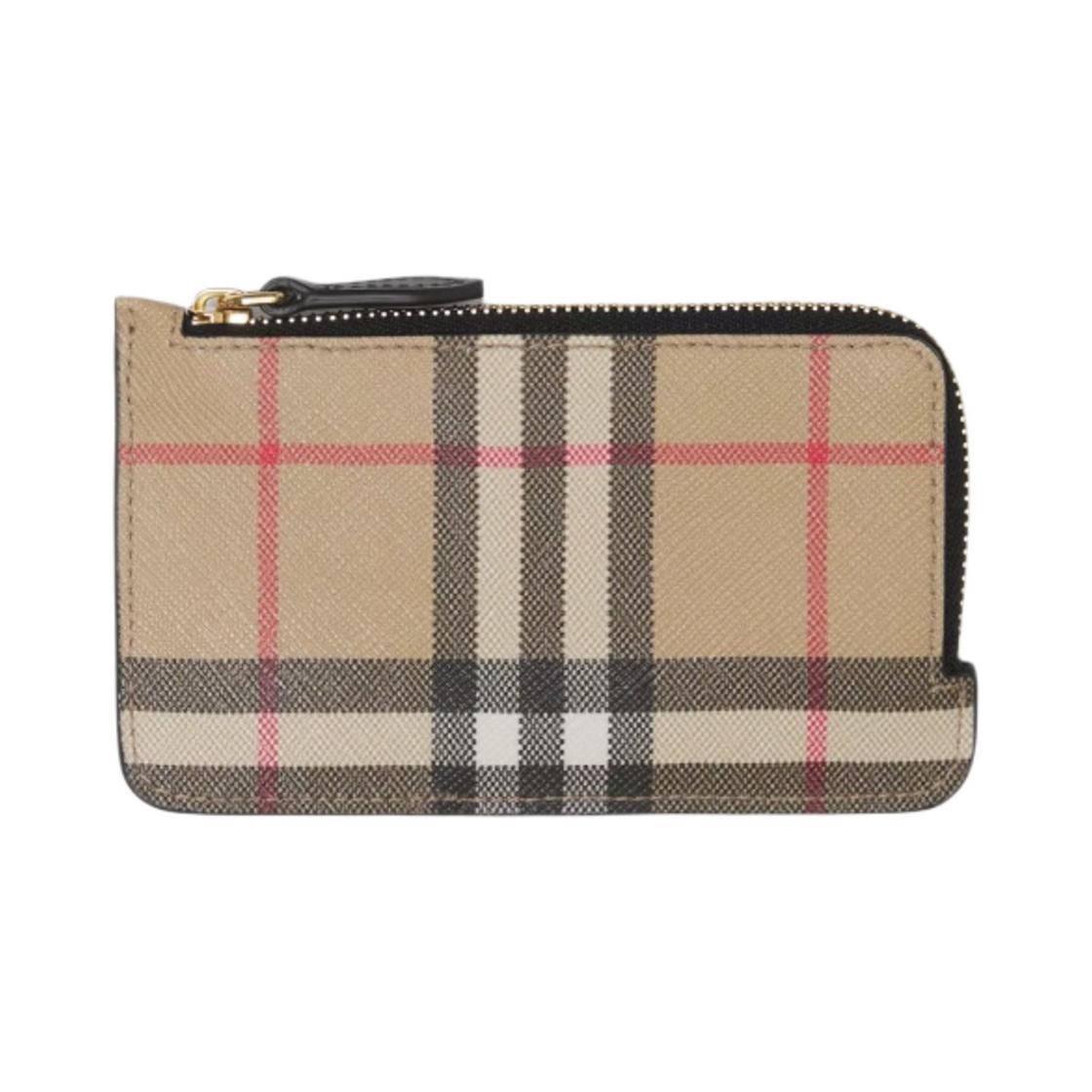 버버리 빈티지 체크 레더 지퍼 카드 케이스 아카이브 베이지 블랙(Burberry Vintage Check Leather Zip Card Case Archive Beige Black) - 1