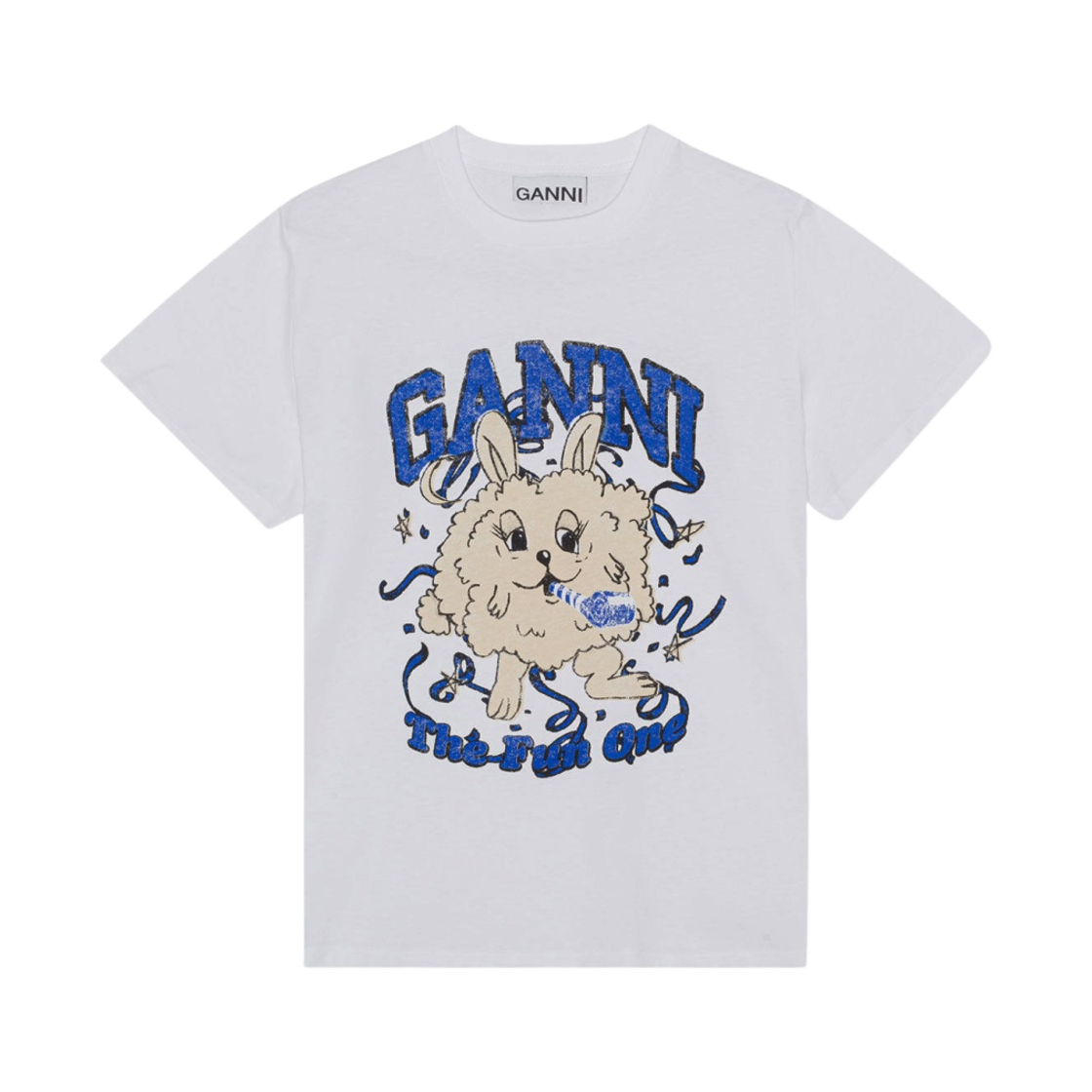 (W) 가니 릴렉스드 펀 버니 티셔츠 브라이트 화이트((W) Ganni Relaxed Fun Bunny T-Shirt Bright White)