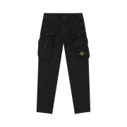 Stone Island 314WA Brushed Cotton Canvas Garment Dyed Cargo Pants Black - 22SS
