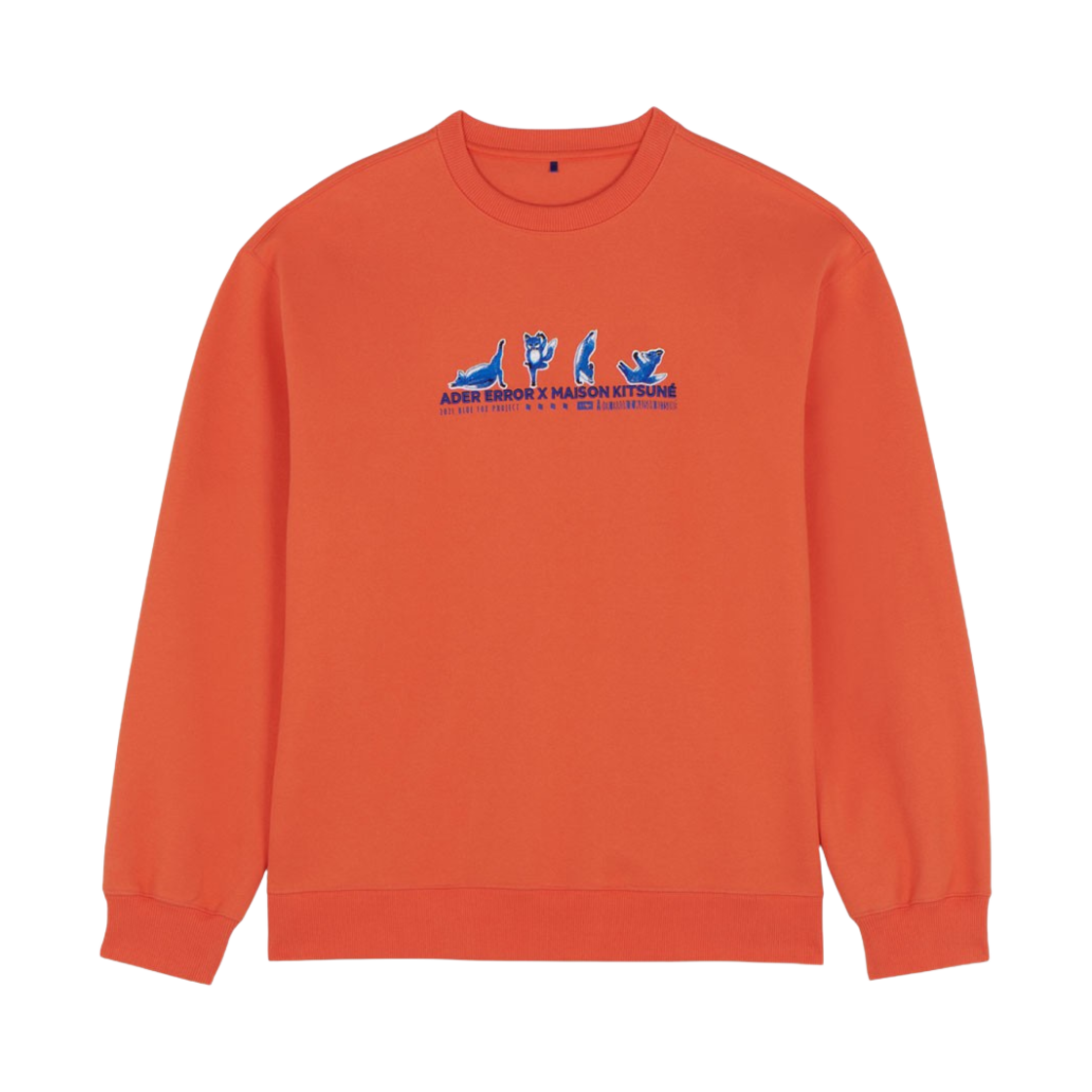 메종 키츠네 x 아더에러 요가 블루 폭스 스웨트셔츠 오렌지(Maison Kitsune x Ader Error Yoga Blue Fox Sweatshirt Orange)