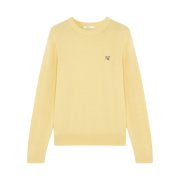 Maison Kitsune Fox Head Patch Regular R-Neck Pullover Knit Soft Yellow