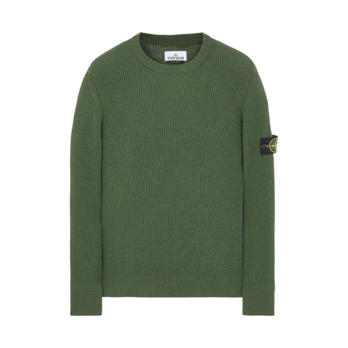 스톤 아일랜드 553C2 풀 립 울 크루넥 니트 올리브 그린 - 22FW(Stone Island 553C2 Full Rib Wool Crewneck Knit Olive Green - 22FW) - 1