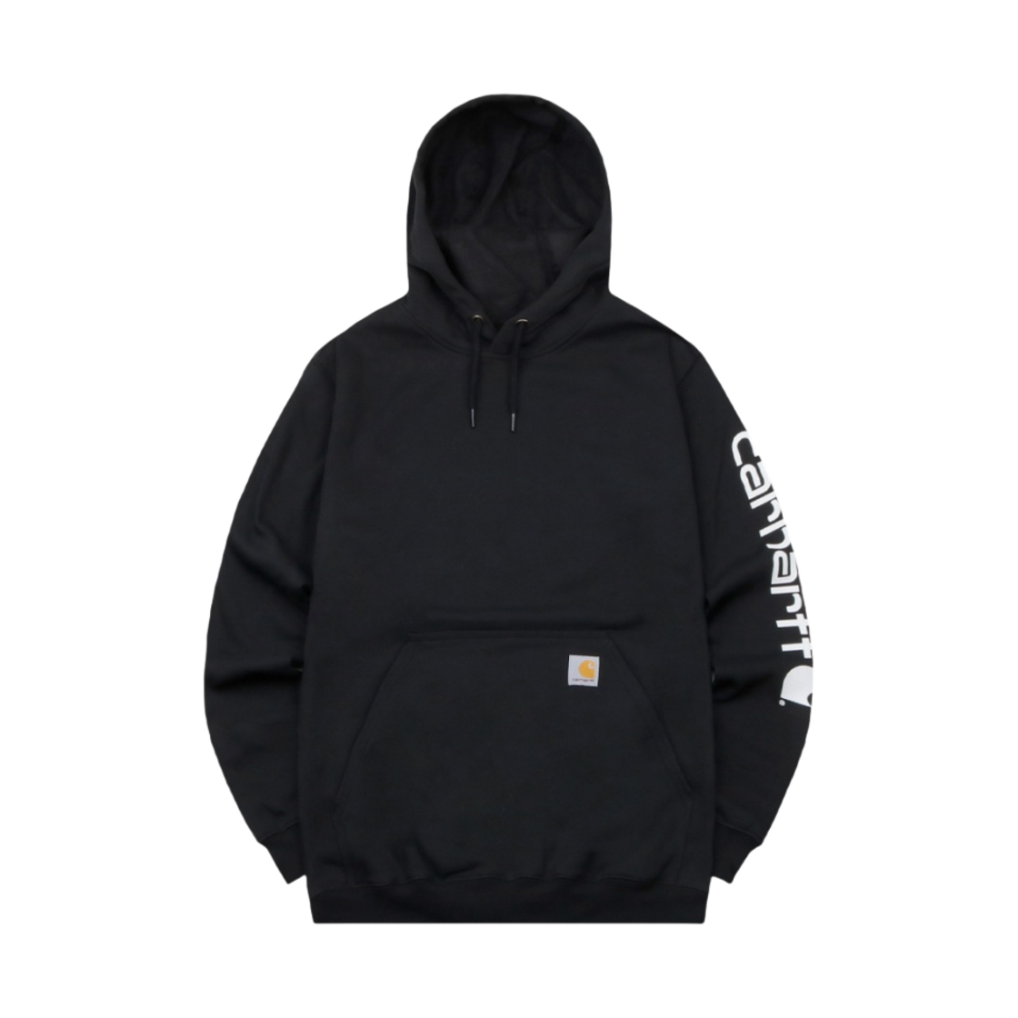 칼하트 루즈핏 미드웨이트 레귤러 로고 슬리브 그래픽 후드 블랙(Carhartt Loose Fit Midweight Regular Logo Sleeve Graphic Hoodie Black)