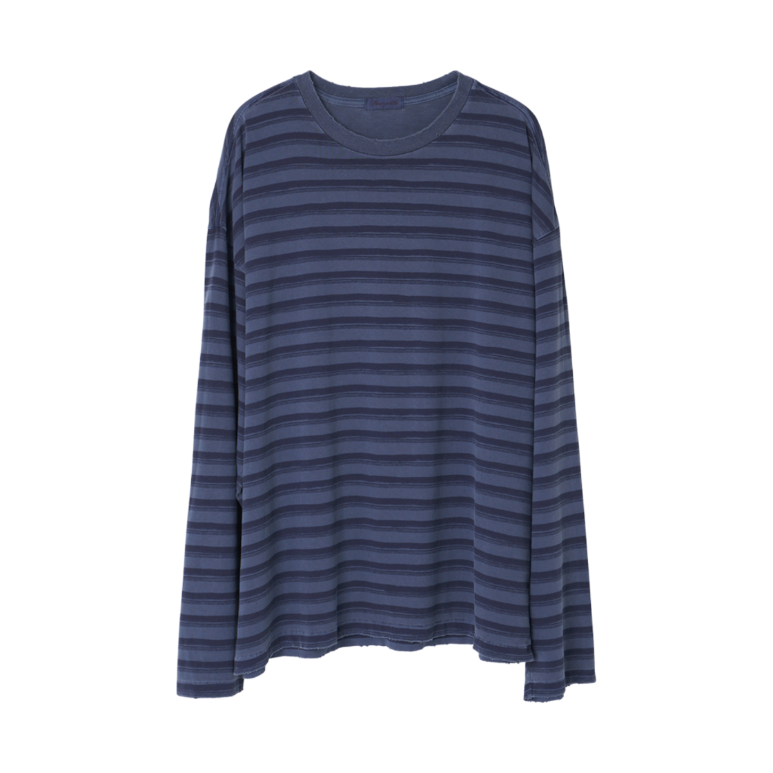 아마이유우츠 핸드 브러쉬 보더 티 스틸 블루(Amaiyuutsu Hand Brushed Border Tee Steel Blue)