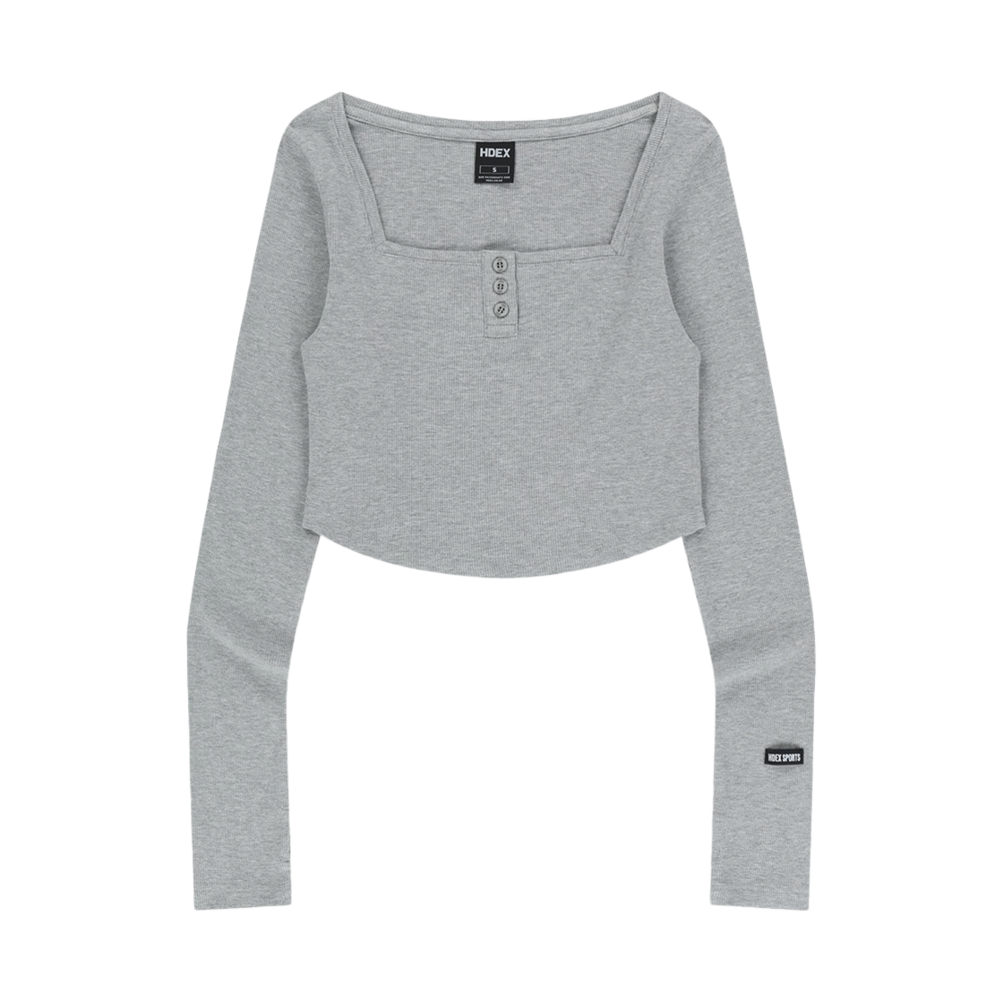 에이치덱스 우먼스 리브드 스퀘어 롱 슬리브 멜란지 그레이