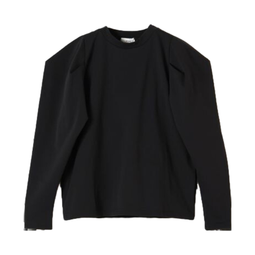 (W) Hyke Texbrid Power Shoulder Top Black