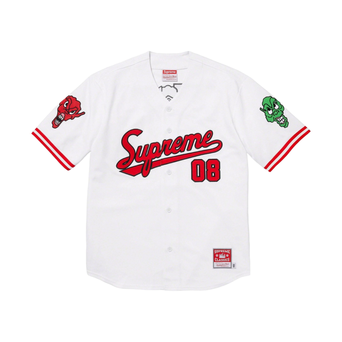슈프림 미첼 & 네스 다운타운 헬 베이스볼 저지 화이트 - 23FW(Supreme Mitchell & Ness Downtown Hell Baseball Jersey White - 23FW)