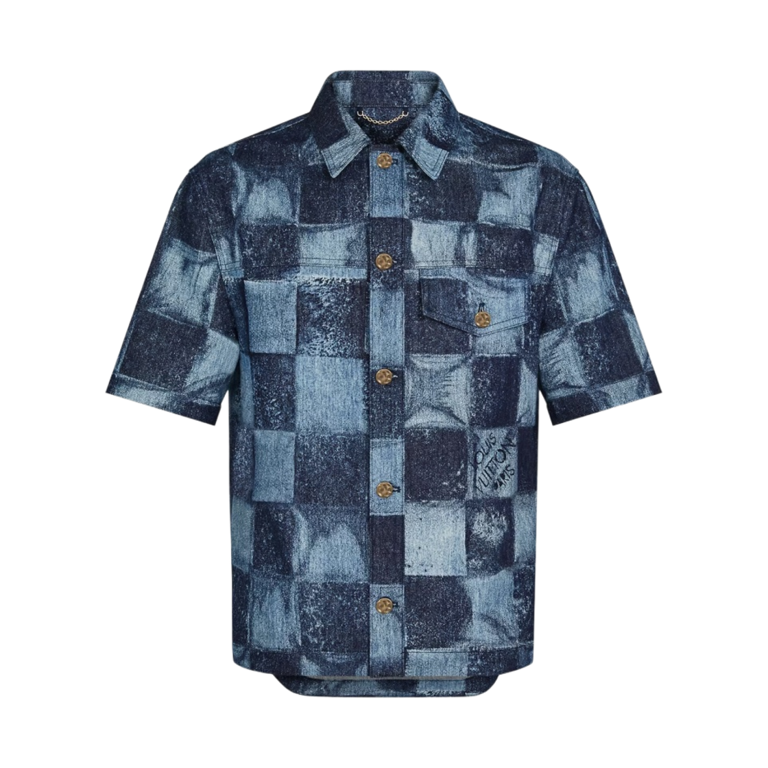 루이비통 숏슬리브 솔트 프린트 데님 셔츠 인디고 블루(Louis Vuitton Salt Print Short Sleeved Denim Shirt Indigo Blue) - 1