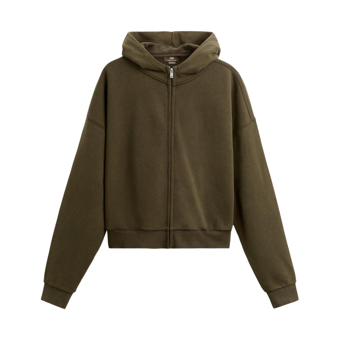 3854/390/507 Zara Cropped Fit Hoodie Dark Khaki