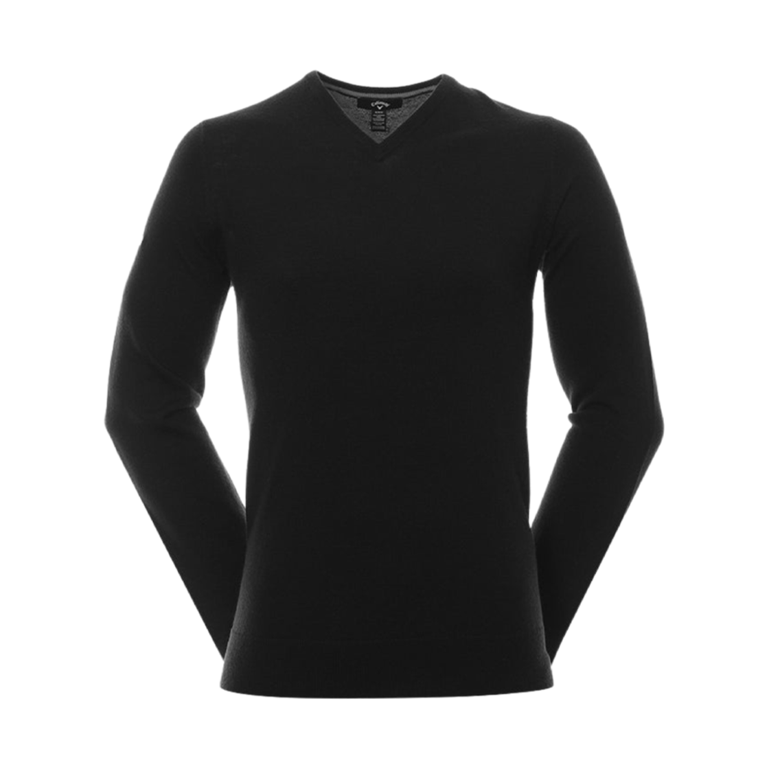 캘러웨이 립드 메리노 브이넥 스웨터 블랙 오닉스(Callaway Ribbed Merino V-Neck Sweater Black Onyx)