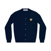 Play Comme des Garcons Gold Heart Knit Cardigan Navy