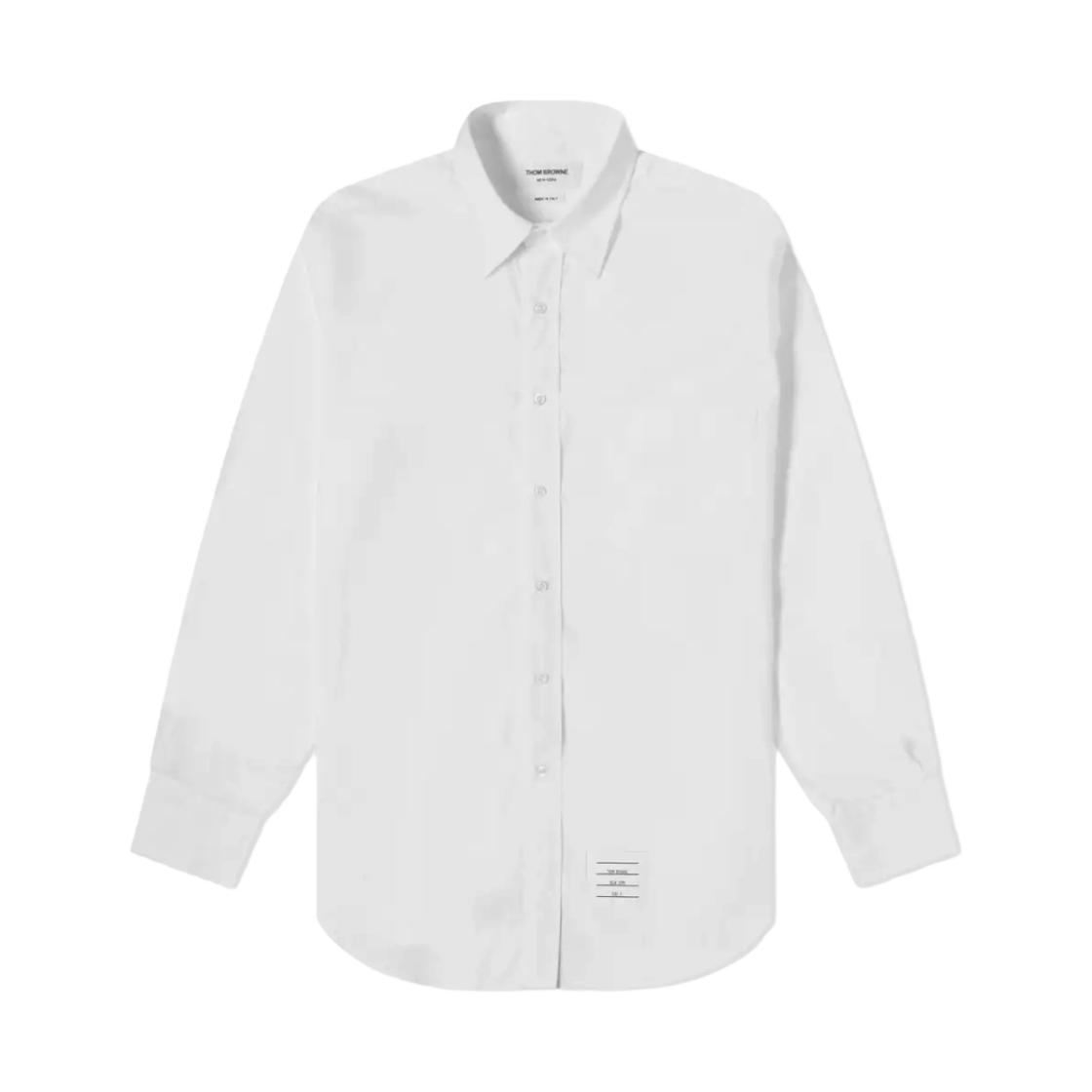 톰브라운 그로그랭 플래킷 솔리드 포플린 셔츠 화이트(Thom Browne Grosgrain Placket Solid Poplin Shirt White)
