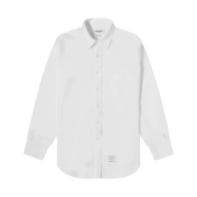 Thom Browne Grosgrain Placket Solid Poplin Shirt White