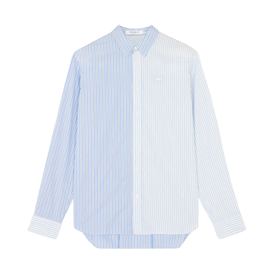 메종 키츠네 레귤러 셔츠 블루 컬러 블록 스트라이프(Maison Kitsune Regular Shirt Blue Color Block Stripes) - 2