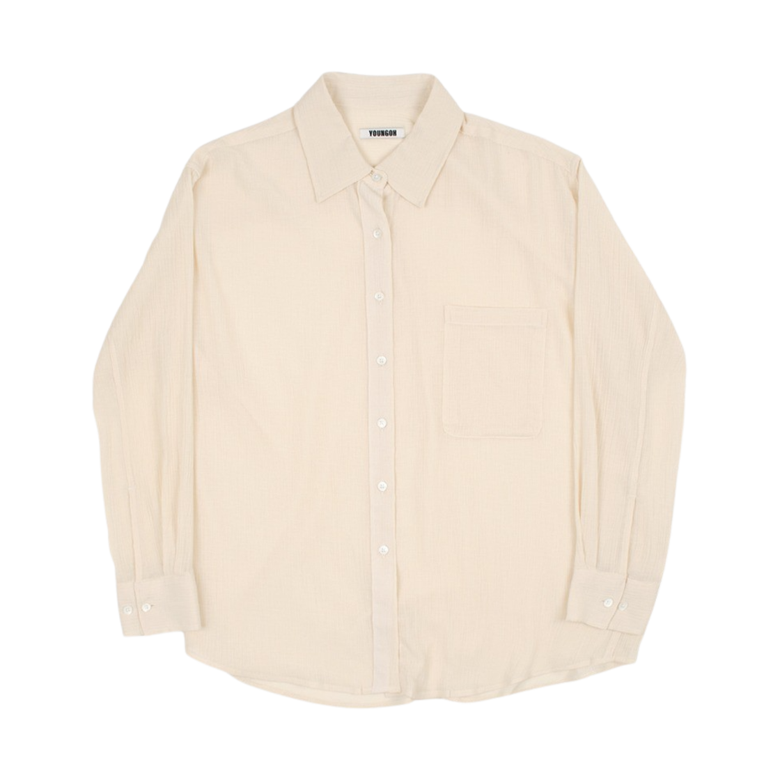 영오 루즈 핏 시어 셔츠 크림