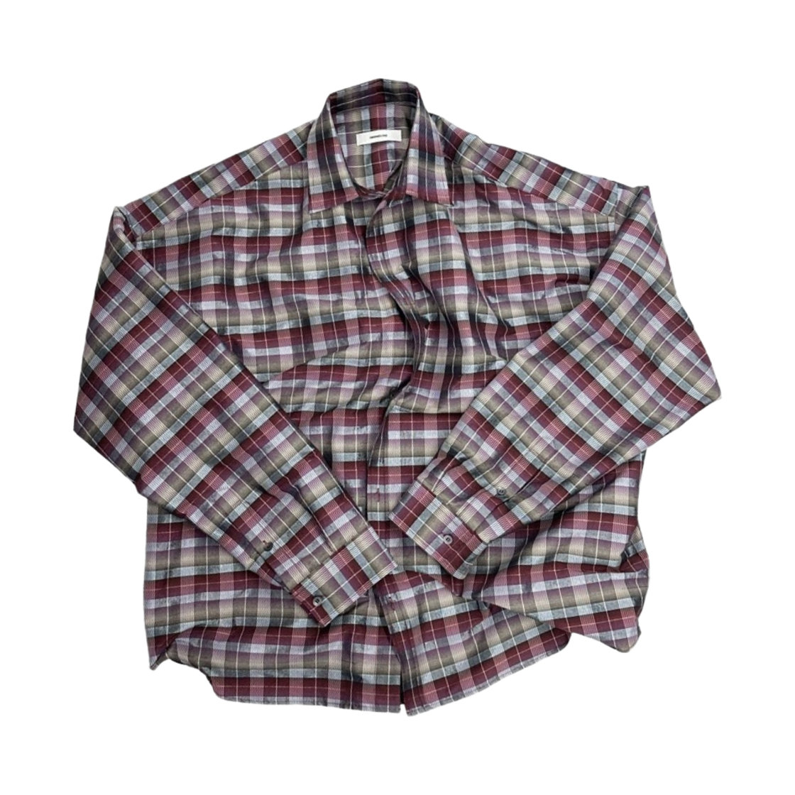 논노드 플렉서블 스트링 체크 셔츠 와인(Nonnod Flexible String Check Shirts Wine)