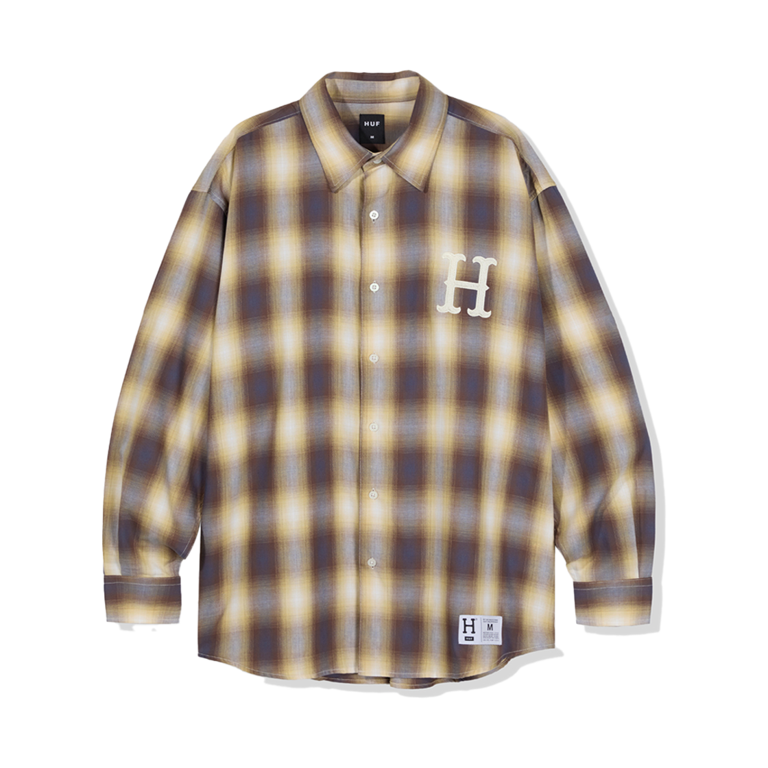 HC3ULSH02BRW HUF H Logo Ombre Check Shirts Brown