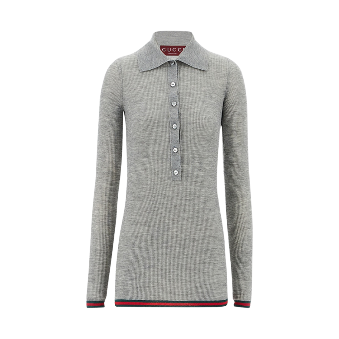 (W) 구찌 엑스트라 파인 립 캐시미어 니트 탑 그레이((W) Gucci Extra Fine Rib Cashmere Knit Top Grey) - 1