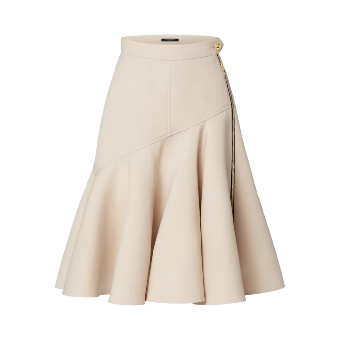 - (W) Louis Vuitton Asymmetrical Flounce Skirt Gold Beige