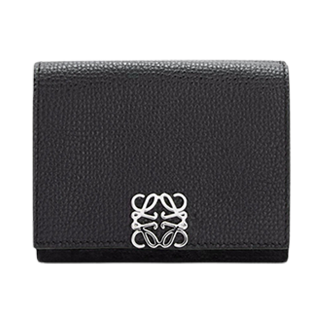 C821TR2X08-1100 Loewe Anagram Trifold Wallet in Pebble Grain Calfskin Black