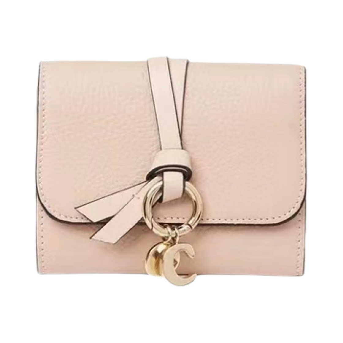 CHC21WP945F576J5 Chloe Alphabet Grained Shiny Calfskin Flap Wallet Cement Pink
