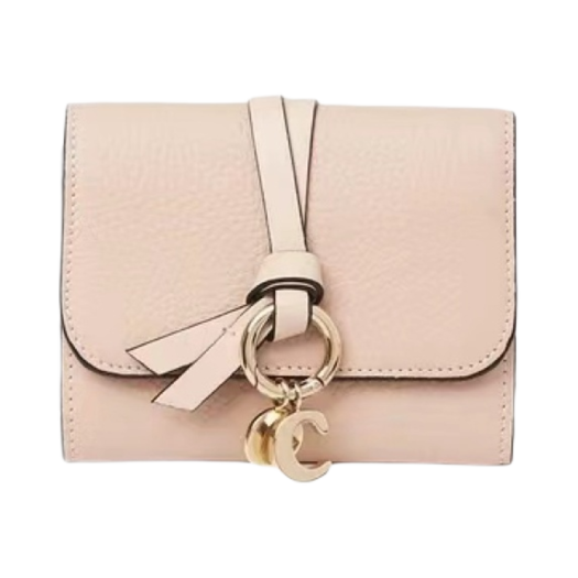 CHC21WP945F576J5 Chloe Alphabet Grained Shiny Calfskin Flap Wallet Cement Pink