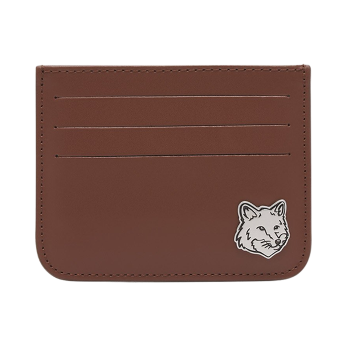 MM05341LR0001-P298 Maison Kitsune Fox Head Card Holder Dark Brown