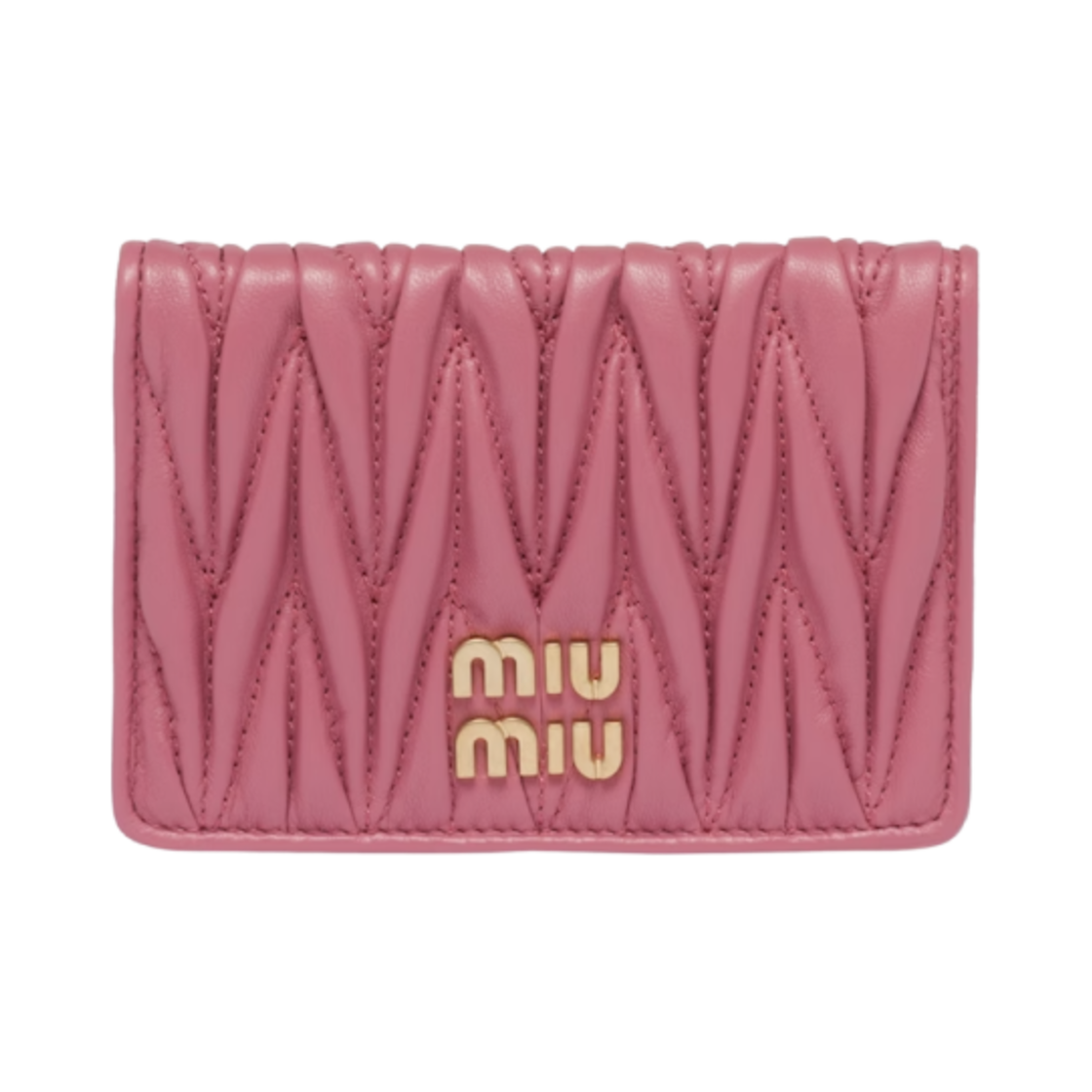 미우 미우 마테라쎄 나파 레더 카드 반지갑 베고니아 핑크
