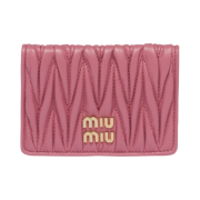 Miu Miu Matelasse Nappa Leather Card Holder Begonia Pink