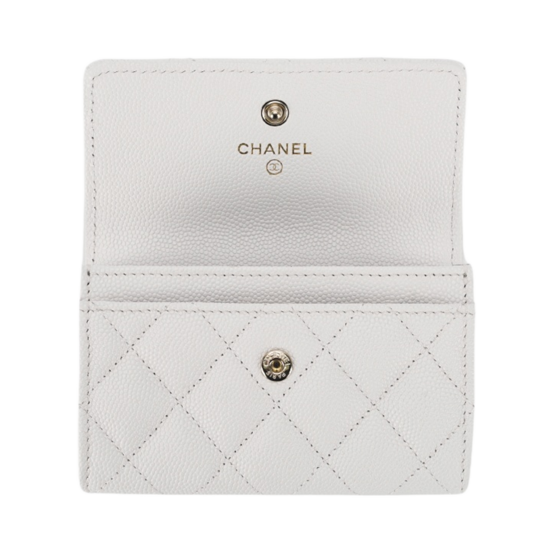 샤넬 플랩 카드 홀더 그레인드 카프스킨 & 골드 메탈 화이트(Chanel Flap Card Holder Grained Calfskin & Gold White) - 3