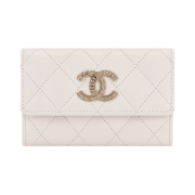 Chanel Flap Card Holder Grained Calfskin & Gold White