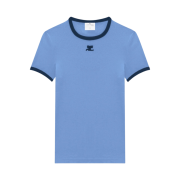 (W) Courreges Reedition Bumpy Contrast T-Shirt Sky Ocean Blue
