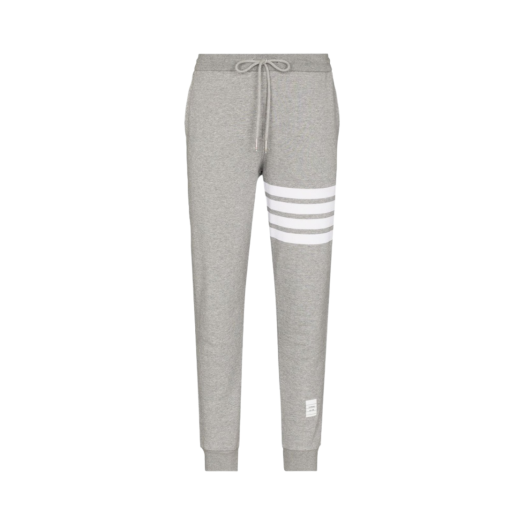 (W) Thom Browne Cotton Loopback Knit Engineered 4-Bar Stripe Classic Sweatpants Light Grey