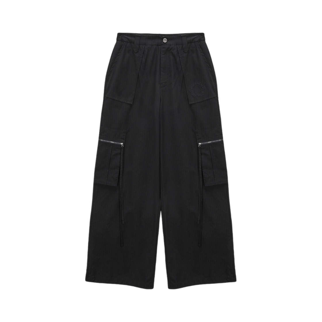(W) 마뗑킴 스트라이프 텍스쳐 카고 팬츠 블랙((W) Matin Kim Stripe Texture Cargo Pants Black) - 2