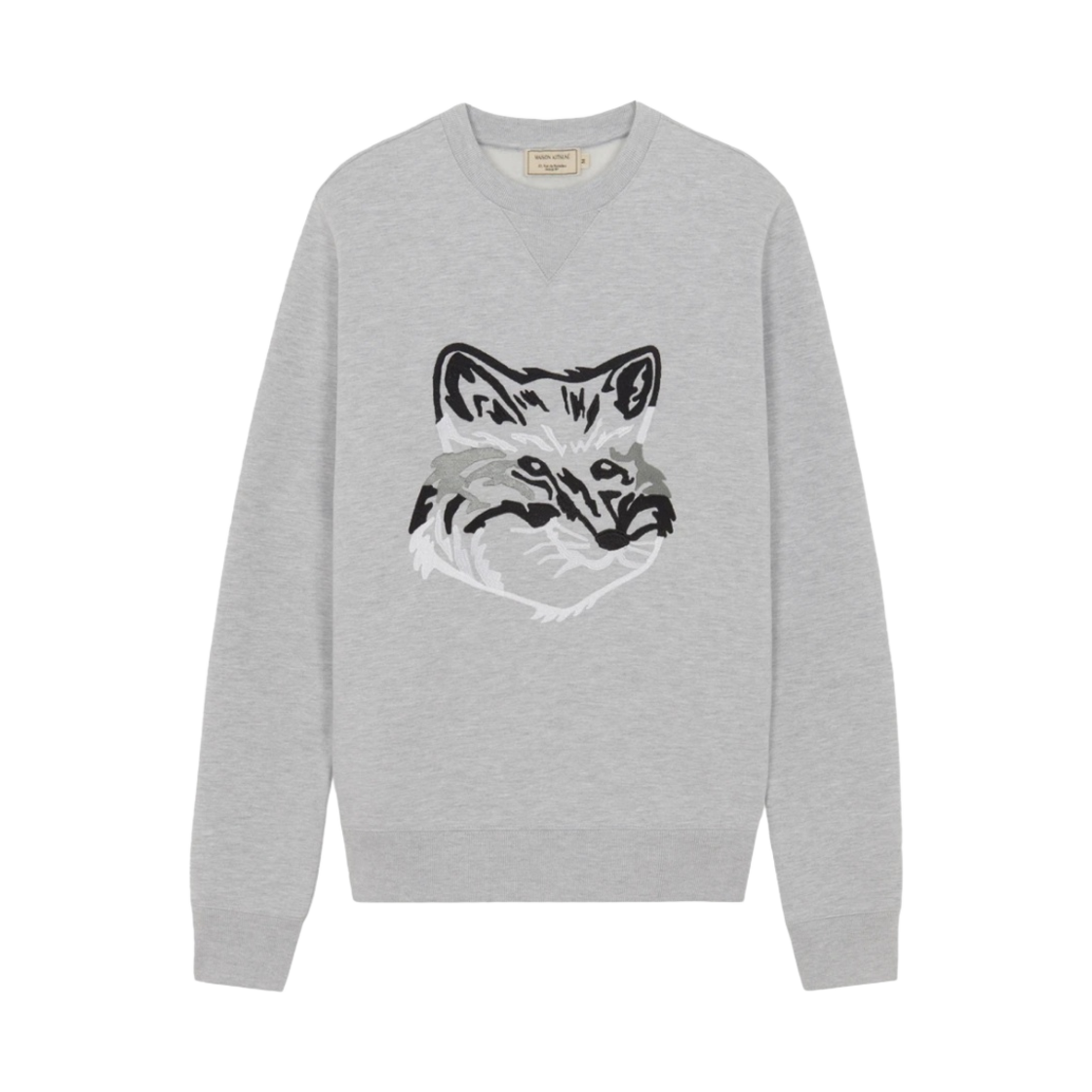 GM00339KM0017 Maison Kitsune Big Fox Embroidery Regular Sweatshirt Grey Melange