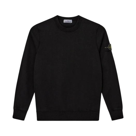 811563051-A0029 Stone Island 63051 Cotton Fleece Garment Dyed Sweatshirt Black - 24FW