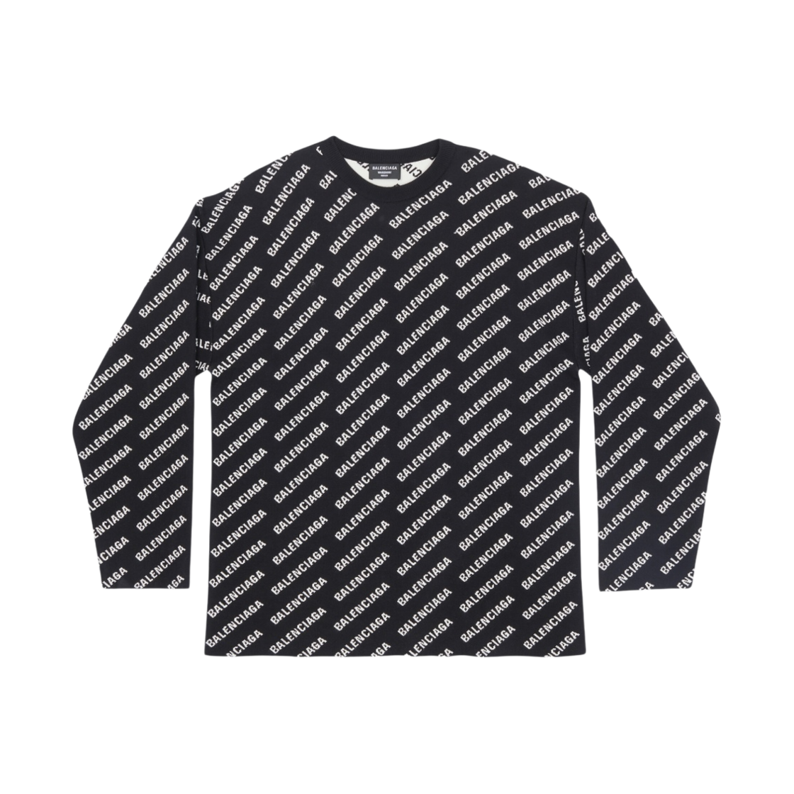 702952T32331070 Balenciaga Mini Allover Logo Sweater Black