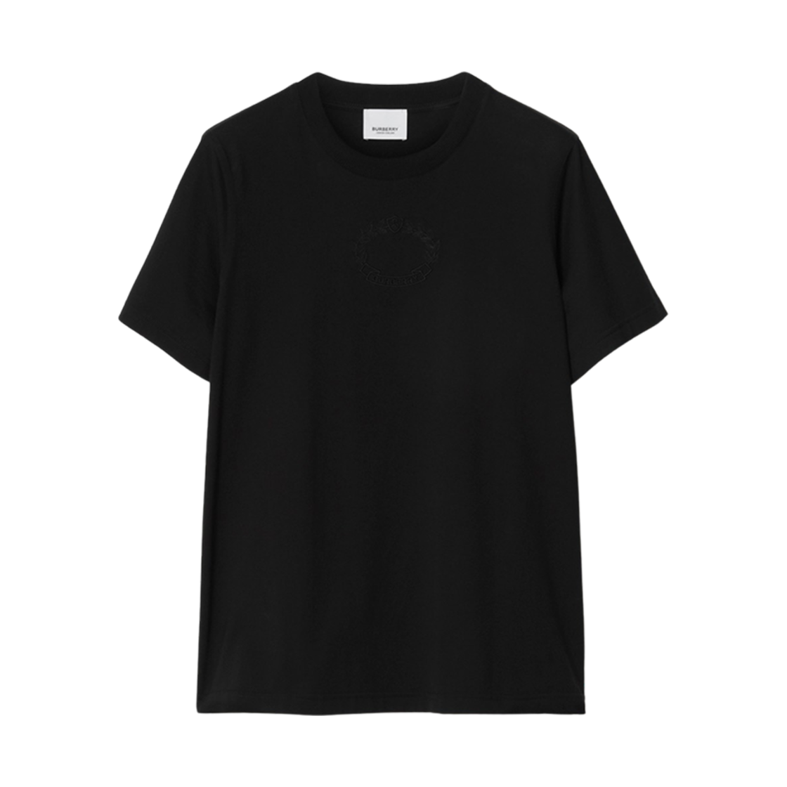 8069108 (W) Burberry Embroidered Oak Leaf Crest Cotton T-Shirt Black