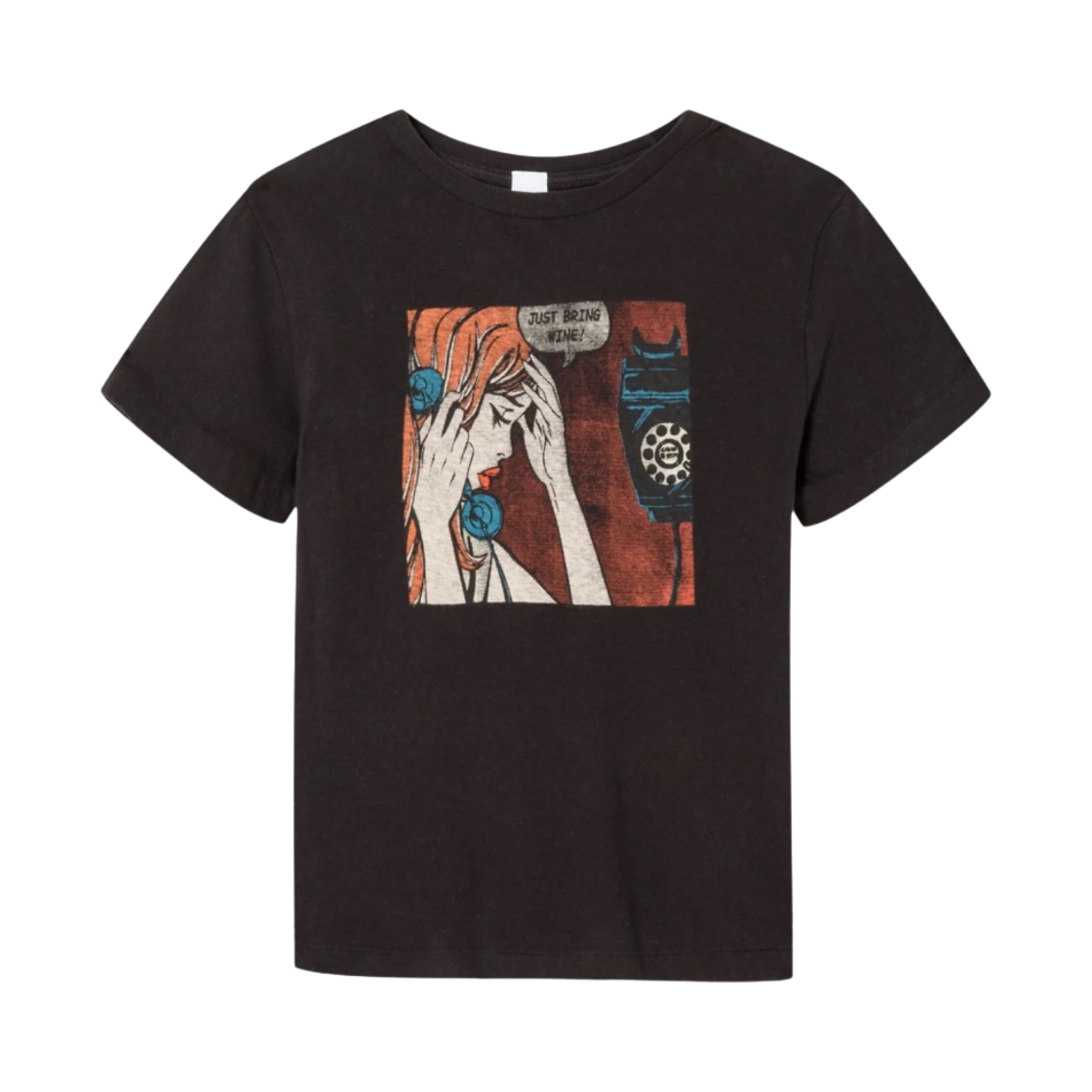 024-02WCGT161 (W) Re/Done Classic Just Send Wine T-Shirt Washed Black