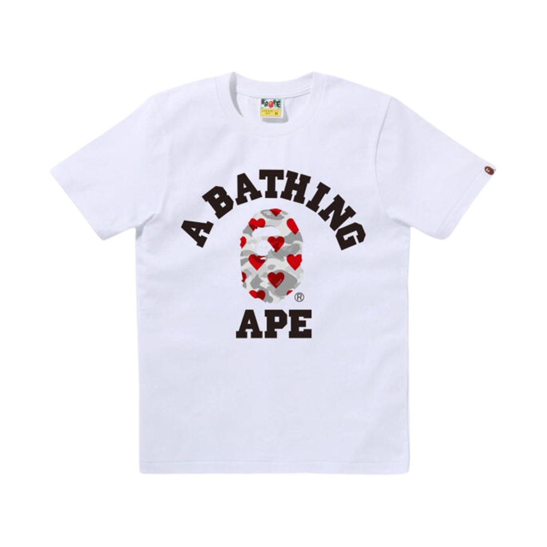 (W) 베이프 아이 러브 베이프 컬리지 티셔츠 화이트((W) BAPE I Love BAPE College T-Shirt White) - 1