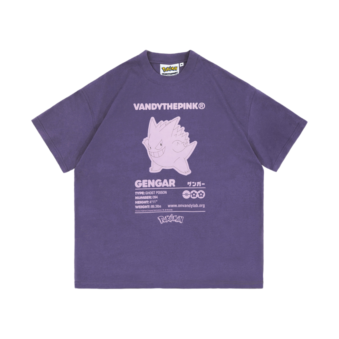 - Vandy The Pink x Pokemon Gengar Washed T-Shirt Purple