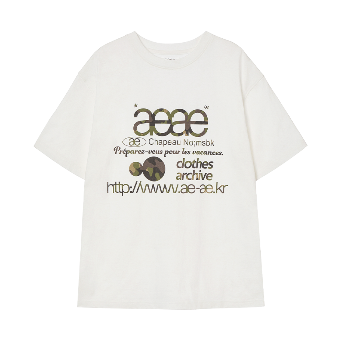 에이이에이이 웹 로고 티셔츠 화이트 & 카모(AEAE Web Logo T-Shirts White & Camo)