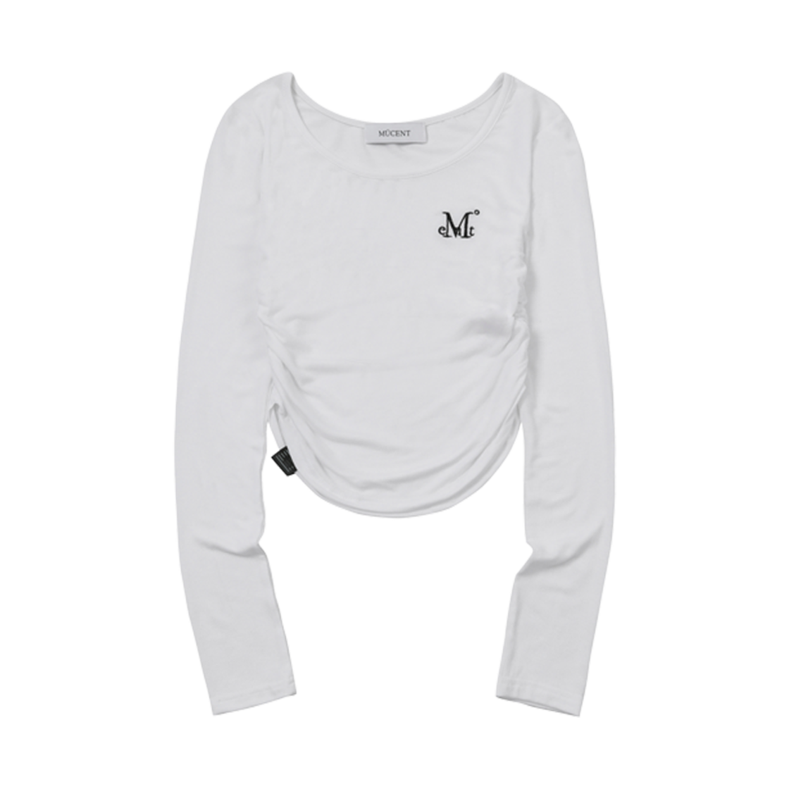 P00000JE_W MUCENT Signature Logo U-Neck Shirring T White