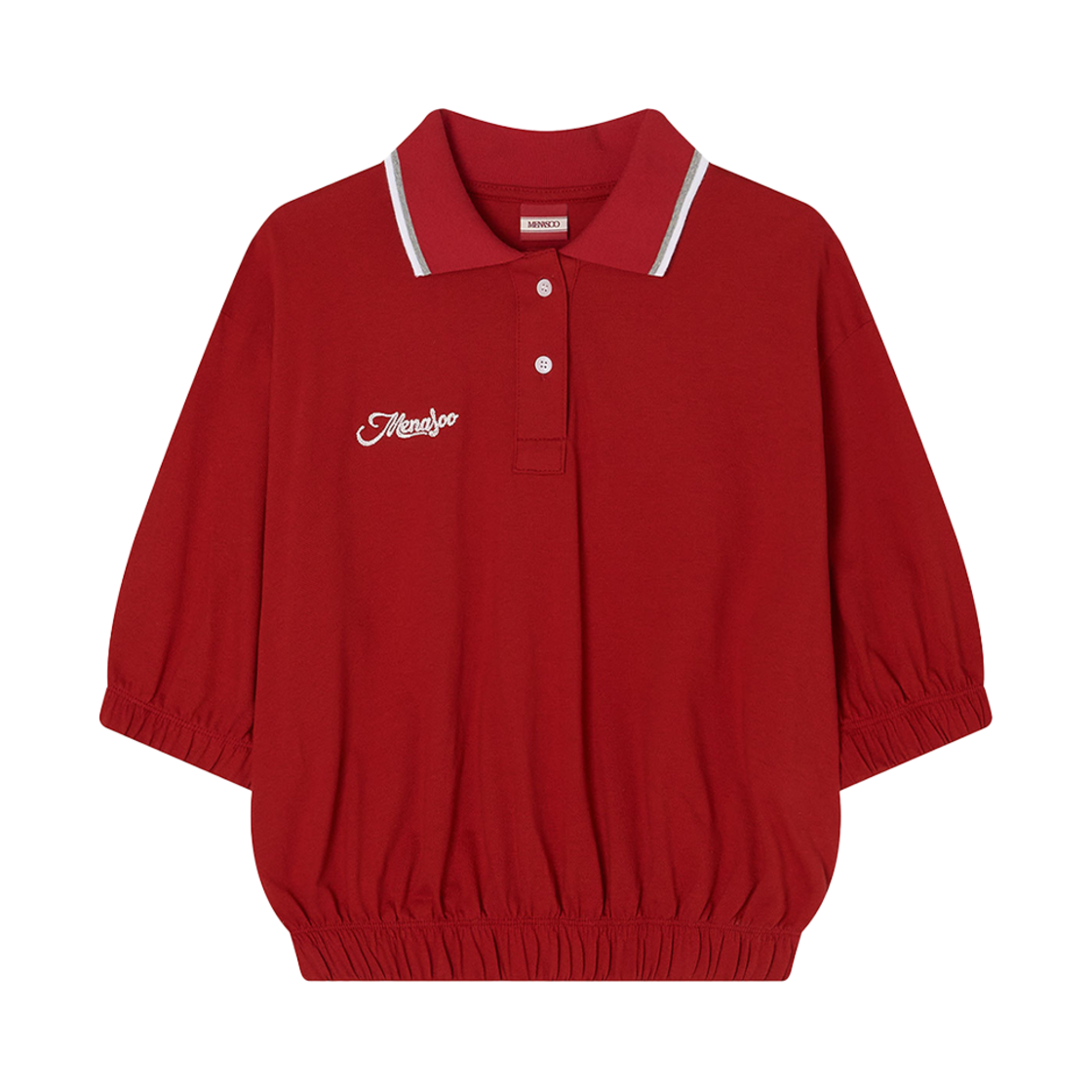 SPK-CR-BD-RD Menasoo PK Crop Banding T Shirt Red